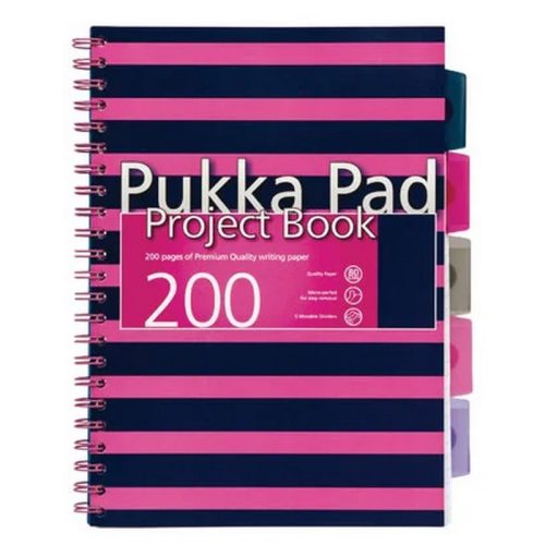 A4-es Pukka Navy Project Book Navy/Pink vonalas