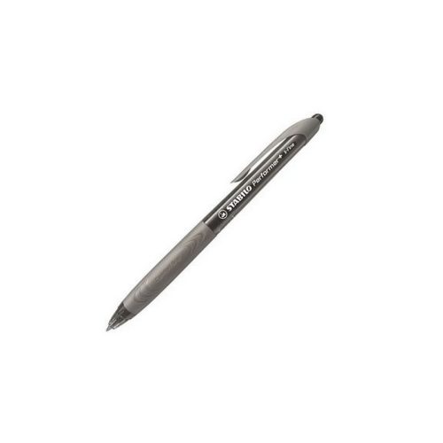 Stabilo Performer+ Golyóstoll 0,38 mm Fekete Tinta Szürke Fogóval Nyomógombos