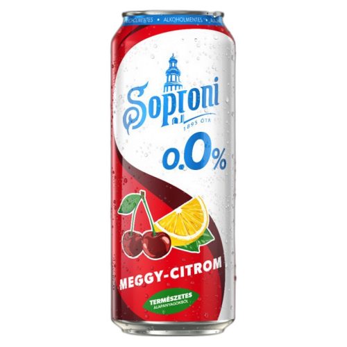 Soproni Radler 0,5 l meggy-citrom alkoholmentes sörital 0,0% dobozos