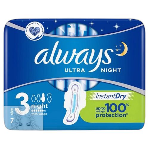 Always Ultra Night Szárnyas Egészségügyi Betét (3-As Méret), 7 Betét