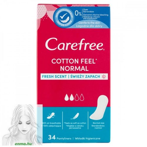 Carefree Cotton tisztasági betét friss illattal - 34 db