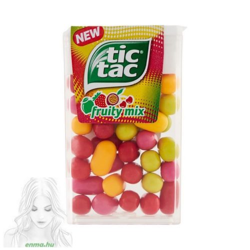 Tic Tac Fruity Mix cseresznye-, marakuja-, citrom-lime, és eper-mentol ízű cukordrazsé 18 g