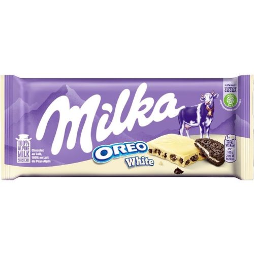 Milka Oreo White fehér csokoládé 100 g kakaós kekszdarabokkal