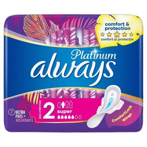 Always Platinum Super szárnyas egészségügyi betét, 7 db 