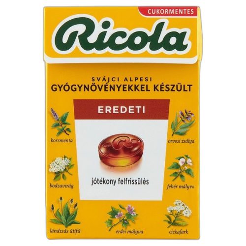 Ricola gyógynövény cukorka 40 g eredeti cukormentes