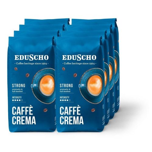 Eduscho Caffè Crema Strong szemes, pörkölt kávé 8x1 Kg, (Egy doboz)