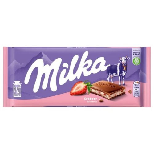 Milka tejcsokoládé 100 g, Eperízű krémmel
