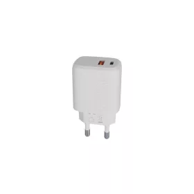   Hálózati töltő, USB-A + USB-C, 12W, AVAX "CH312W Speedy", fehér