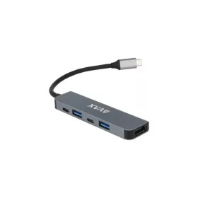   USB-C elosztó-HUB, HDMI+USB-C+2xUSB 3.0, PD, AVAX "HB611 Connect+", fekete