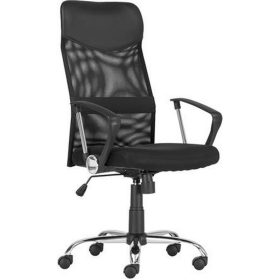   Irodai forgószék, hálós háttámla, króm lábszerkezet, "Tennessee", fekete