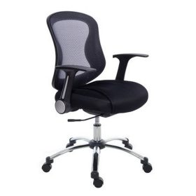   Irodai szék, karfás, fekete szövetborítás, feszített hálós háttámla, króm lábkereszt, MAYA...