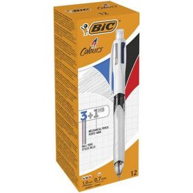   Golyóstoll, háromszínű, nyomósirónnal egyben, BIC "4 Colours"