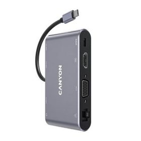   USB elosztó-HUB, USB-C/USB 3.0/HDMI/VGA/Ethernet/audio, CANYON "DS-14"