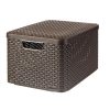   Rattan hatású kosár tetővel, 30l, sötétbarna, CURVER "Style L"