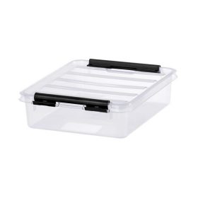   Műanyag tárolódoboz, 1 liter, fekete fogantyúkkal, SMARTSTORE "Classic 1", átlátszó