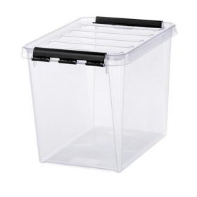   Műanyag tárolódoboz, 14 liter, fekete fogantyúkkal, SMARTSTORE "Classic 11", átlátszó
