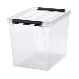   Műanyag tárolódoboz, 25 liter, fekete fogantyúkkal, SMARTSTORE "Classic 16", átlátszó