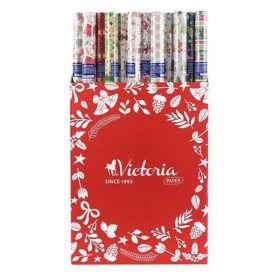   Csomagolópapír, íves, 70x200 cm, 60 tekercs, vegyes karácsonyi minták, VICTORIA PAPER