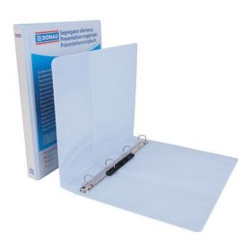   Gyűrűs könyv, panorámás, 4 gyűrű, D alakú, 44 mm, A4, PP, DONAU, fehér