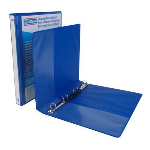 Gyűrűs könyv, panorámás, 4 gyűrű, D alakú, 44 mm, A4, PP, DONAU, kék