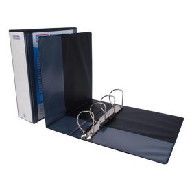   Gyűrűs könyv, panorámás, 4 gyűrű, D alakú, 100 mm, A4, PP, DONAU, fekete
