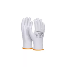   Szerelőkesztyű, PU, DONAU "Safety", 7/S méret, fehér