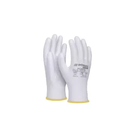   Szerelőkesztyű, PU, DONAU "Safety", 8/M méret, fehér
