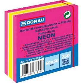   Öntapadó jegyzettömb, 50x50 mm, 250 lap, DONAU, neon rózsaszín