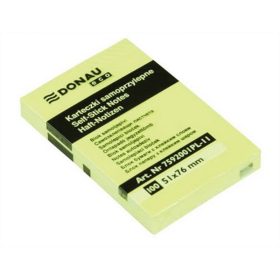   Öntapadó jegyzettömb, 51x76mm, 100 lap, DONAU "ECO", sárga