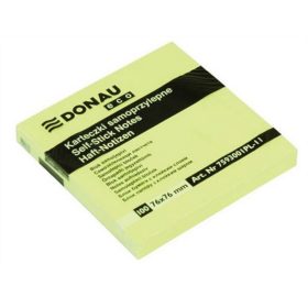   Öntapadó jegyzettömb, 76x76mm, 100 lap, DONAU "ECO", sárga