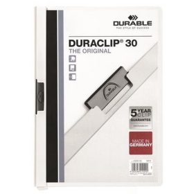   Gyorsfűző, klipes, A4, DURABLE "DURACLIP® 30", fehér