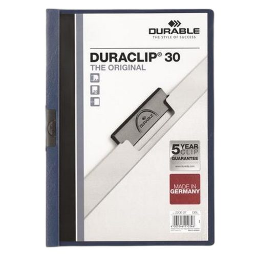 Gyorsfűző, klipes, A4, DURABLE "DURACLIP® 30", sötétkék