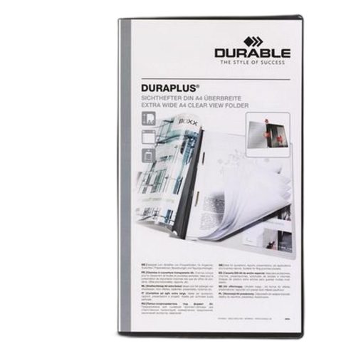 Gyorsfűző, A4, széles, panorámás, DURABLE "DURAPLUS®", fekete