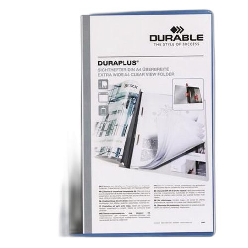 Gyorsfűző, A4, széles, panorámás, DURABLE "DURAPLUS®", kék