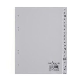 Regiszter, PP, A5, 20 részes, A-Z, DURABLE, szürke