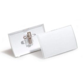   Névkitűző, csíptetővel és tűvel, PP, 40x75 mm, DURABLE "CLICK FOLD"