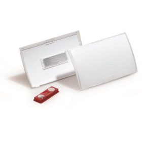   Névkitűző, mágneses, 54x90 mm, DURABLE "CLICK FOLD", áttetsző