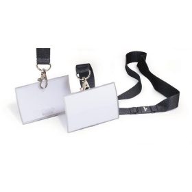   Névkitűző, nyakbaakasztóval, 54x90 mm, DURABLE "CLICK FOLD", áttetsző