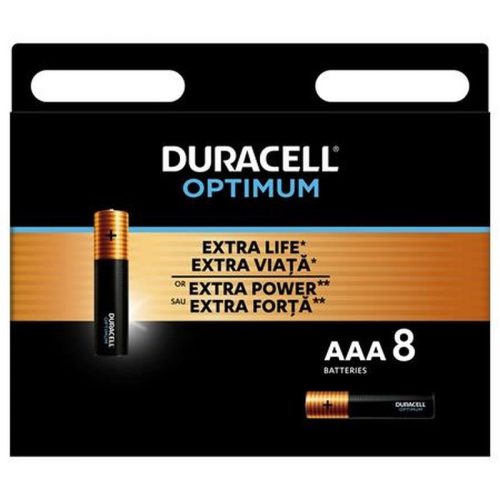 Elem, AAA mikro, 8 db, DURACELL "Optimum"