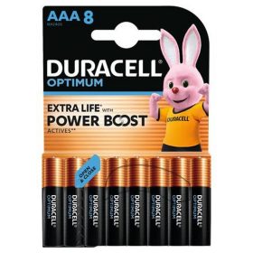   Elem, AAA mikro, 8 db, műanyagmentes, DURACELL "Optimum"