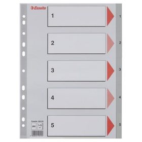 Regiszter, műanyag, A4, 1-5, ESSELTE, szürke