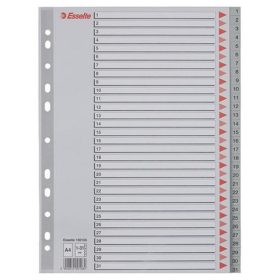 Regiszter, műanyag, A4, 1-31, ESSELTE, szürke