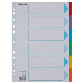   Regiszter, karton, A4, 6 részes, írható előlappal, ESSELTE "Standard", színes