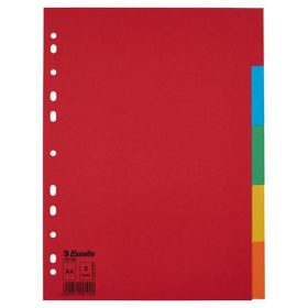   Regiszter, karton, A4, 5 részes, ESSELTE "Economy", színes
