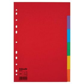   Regiszter, karton, A4, 6 részes, ESSELTE "Economy", színes