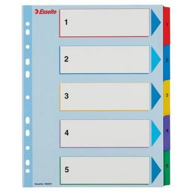   Regiszter, laminált karton, A4 maxi, 1-5, újraírható, ESSELTE