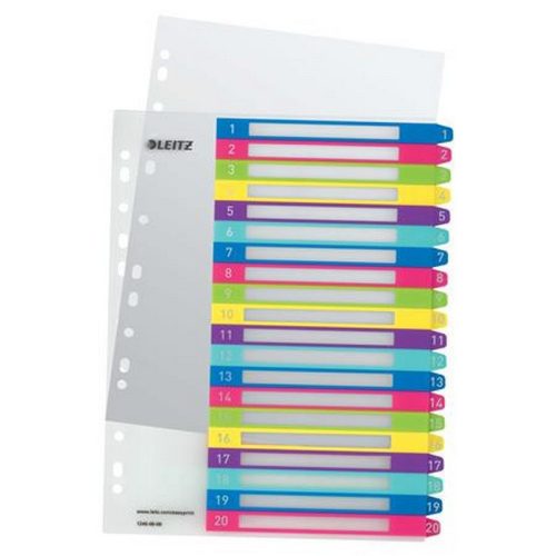 Regiszter, műanyag, A4 Maxi, 1-20, LEITZ "Wow"