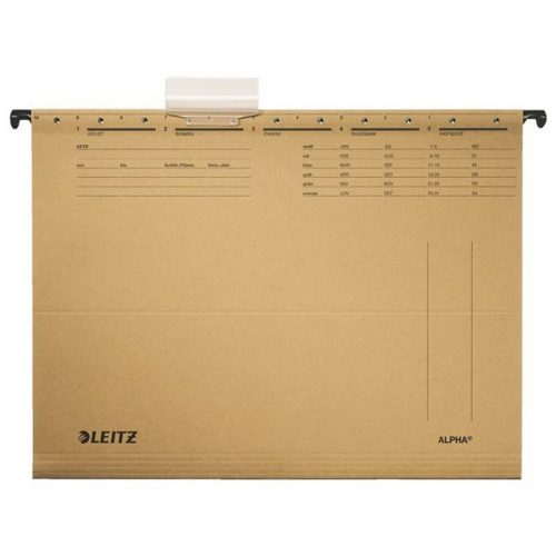 Függőmappa, karton, A4, LEITZ "Alpha Standard", natúr