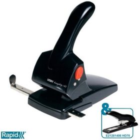   Lyukasztó, nagyteljesítményű, kétlyukú, 65 lap, RAPID "HDC65 Fashion", fekete