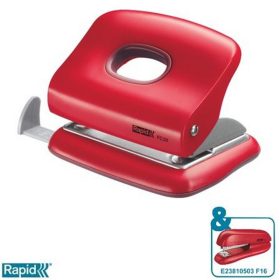   Lyukasztó, kétlyukú, 20 lap, RAPID "FC20", meggyvörös